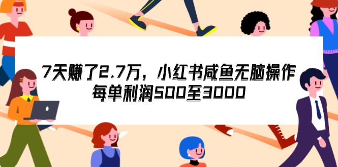 7天收了2.7万，小红书咸鱼无脑操作，每单利润500至3000