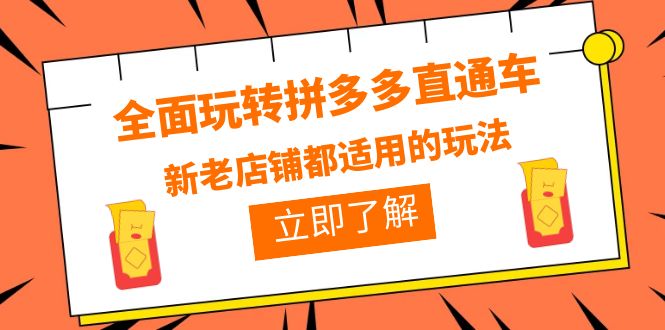 全面玩转拼多多直通车，新老店铺都适用的玩法