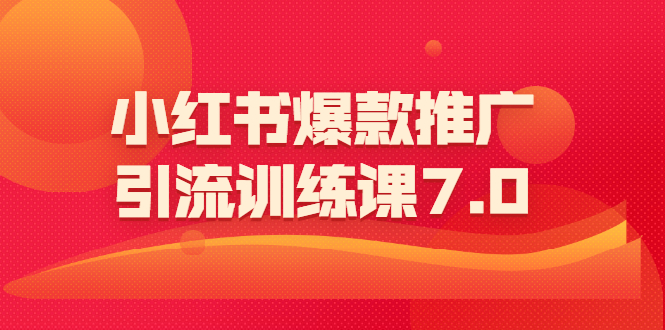 小红书爆款推广引流训练课7.0：一部手机即可操作玩转小红书引流赚钱