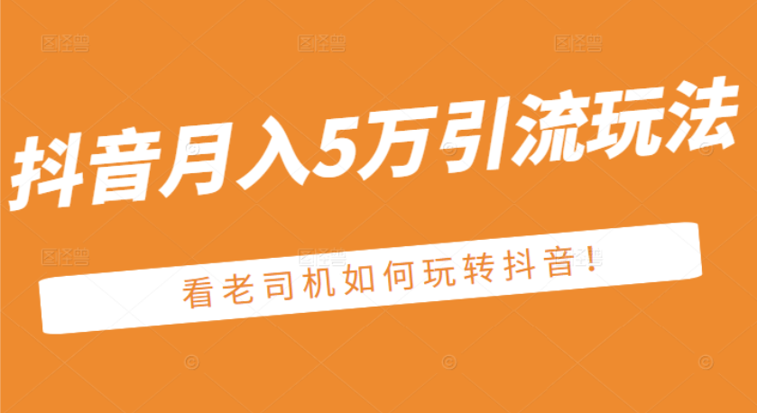 某公众号付费文章：抖音月入5万引流玩法，看看老司机如何玩转抖音