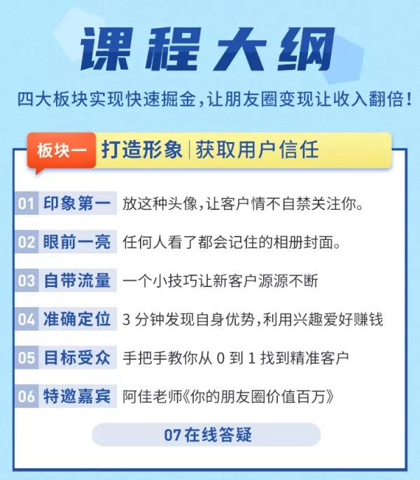 【0投入0风险0人脉】朋友圈财源滚滚技法 4大黄金打法20天赚6w+(30节课+PDF)