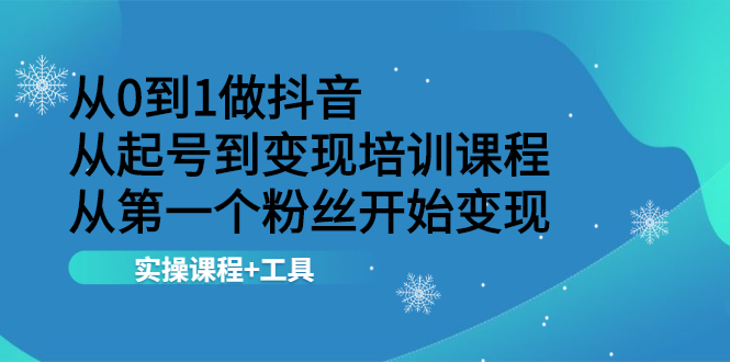 从0到1做抖音 从起号到变现培训课程 从第一个粉丝开始变现，实操课程+工具