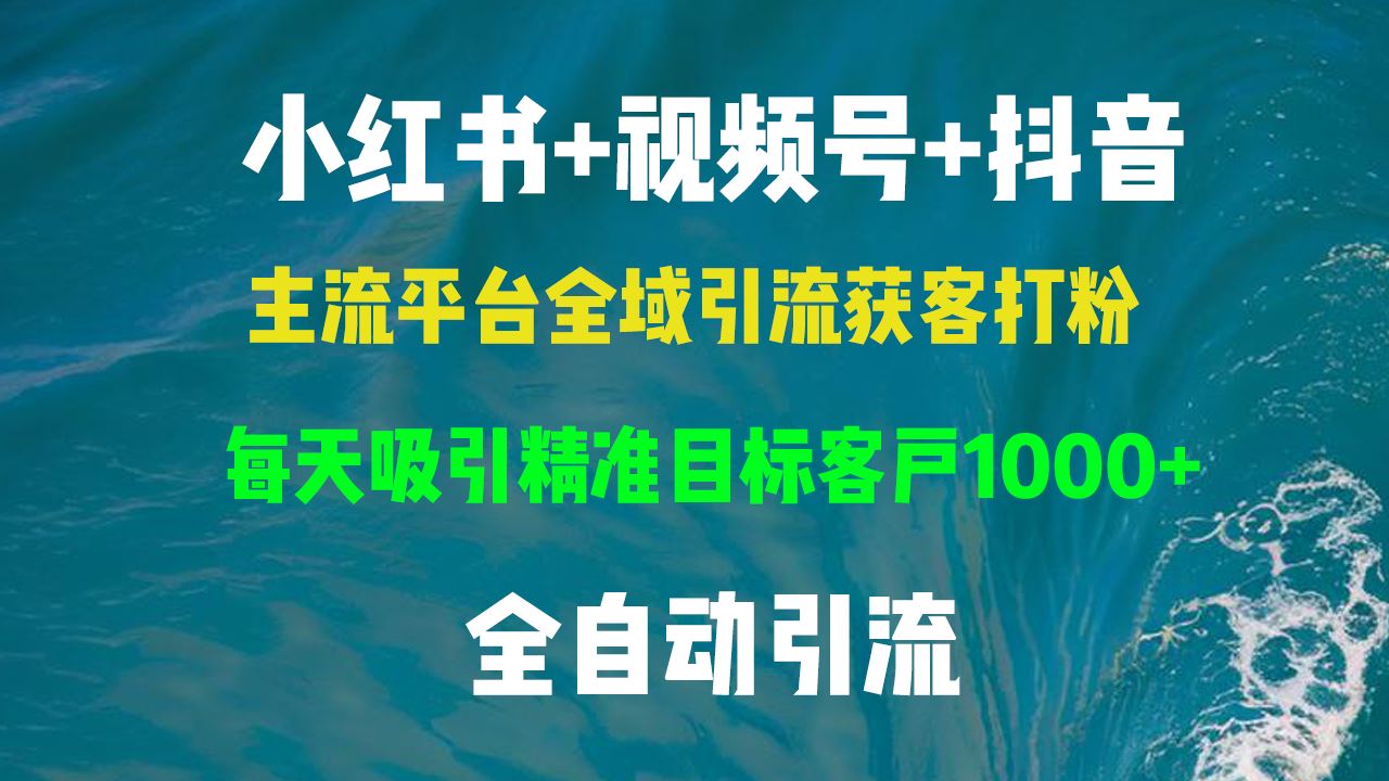 小红书，视频号，抖音主流平台全域引流获客打粉，每天吸引精准目标客户…