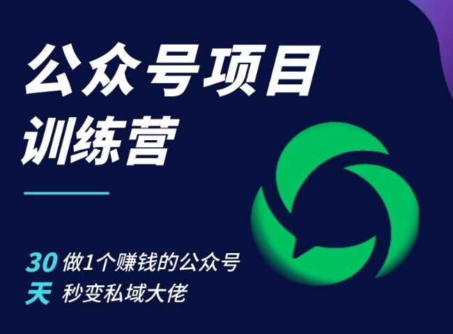 公众号项目训练营，30天做1个赚钱的公众号，秒变私域大佬