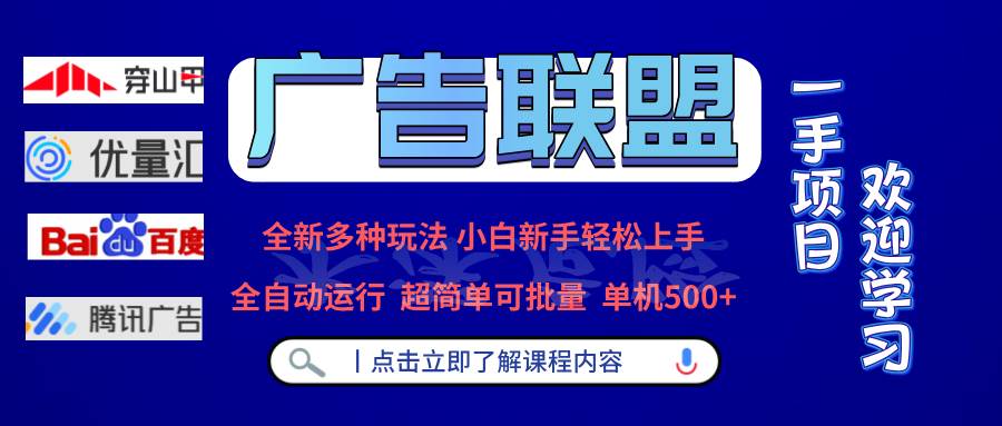 广告联盟 全新多种玩法 单机500+ 全自动运行 可批量运行