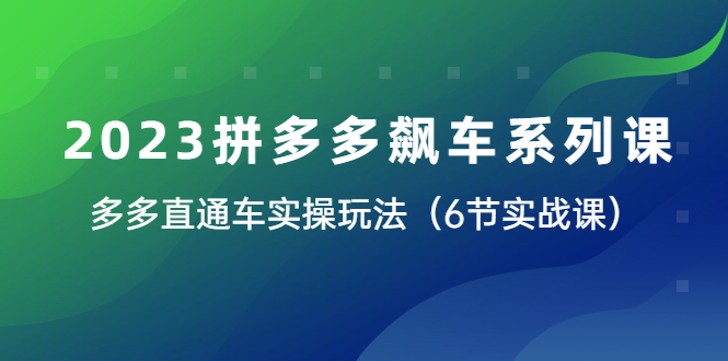 2023拼多多飙车系列课，多多直通车实操玩法