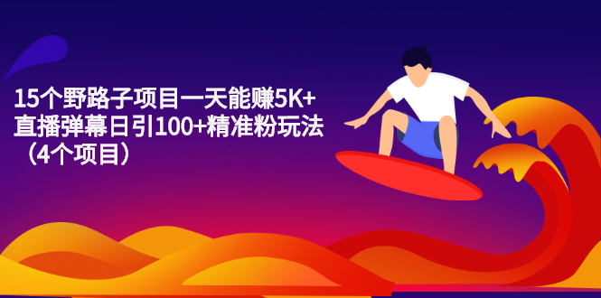 15个野路子项目一天能赚5K+直播弹幕日引100+精准粉玩法