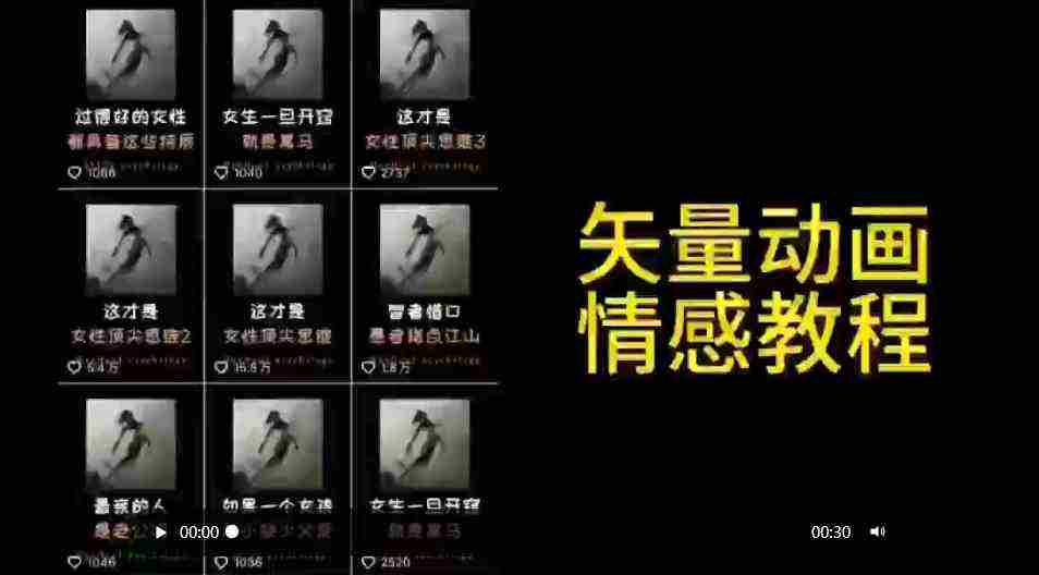 矢量动画情感教程：高点赞涨粉，适合情感、思维、创业教育等赛道