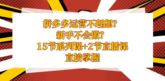 拼多多运营不理想？新手不会做？15节系列课+2节直播课，直接掌握