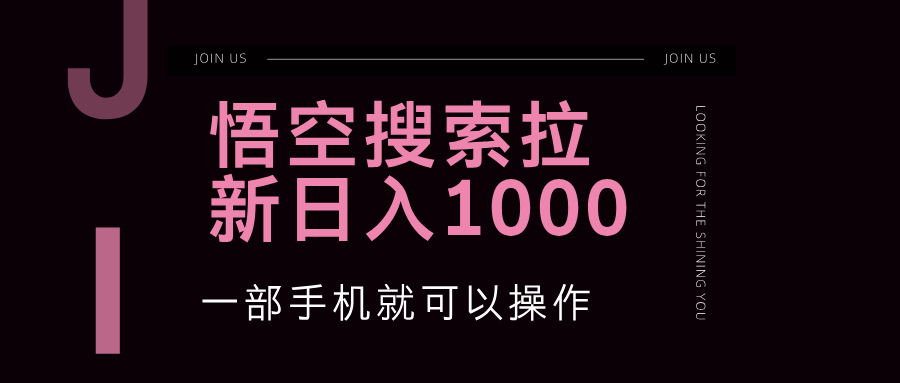 悟空搜索类拉新 蓝海项目 一部手机就可以操作 教程非常详细