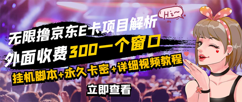 京东无限E卡全自动挂机项目 号称日入500–1000【永久版脚本+详细操作教程】