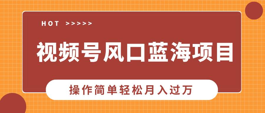 视频号风口蓝海项目，中老年人的流量密码，操作简单轻松月入过万