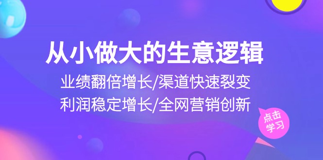 从小做大生意逻辑：业绩翻倍增长/渠道快速裂变/利润稳定增长/全网营销创新