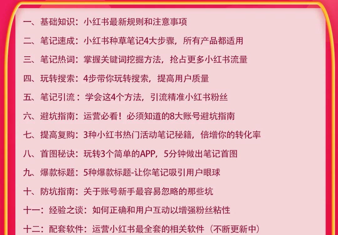 小红书爆款推广引流训练课9.0，手把手带你玩转小红书 一部手机即可月入万元