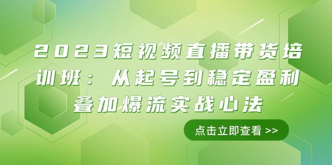 2023短视频直播带货培训班：从起号到稳定盈利叠加爆流实战心法