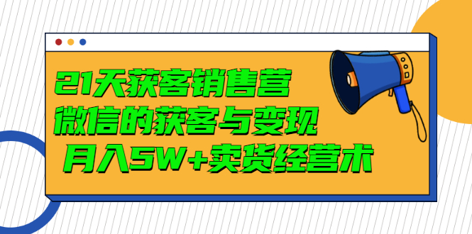 21天获客销售营，带你微信的获客与变现 月入5W+卖货经营术