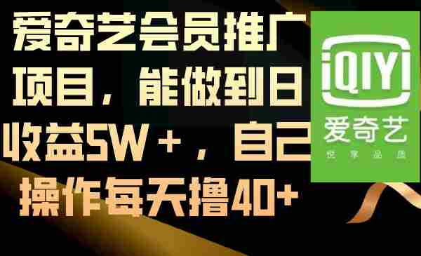 爱奇艺会员推广项目，能做到日收益5W＋，自己操作每天撸40+