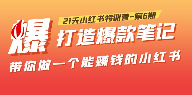 21天小红书特训营-第6期，打造爆款笔记，带你做一个能赚钱的小红书！