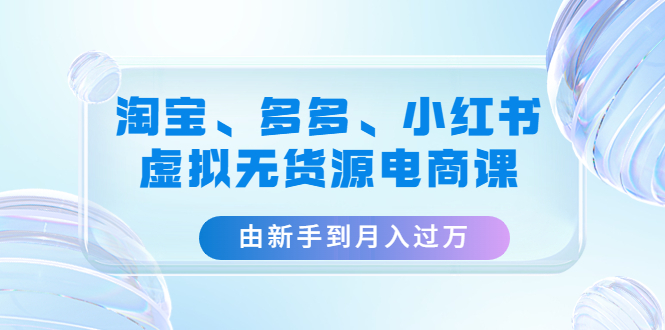 淘宝、多多、小红书-虚拟无货源电商课：由新手到月入过万