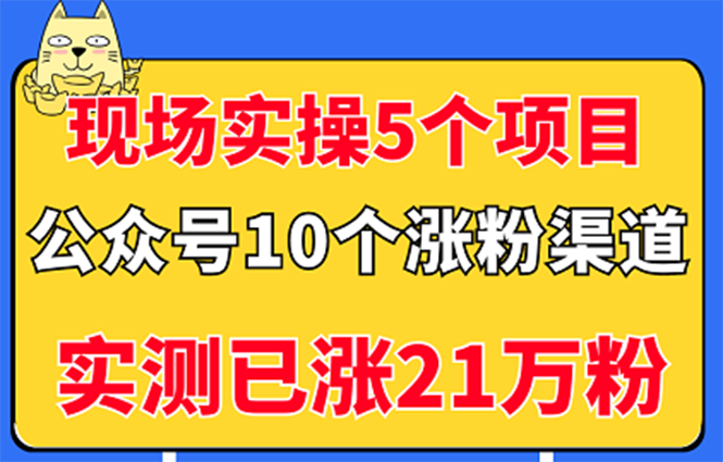 现场实操5个公众号项目，10个涨粉渠道，实测已涨21万粉！