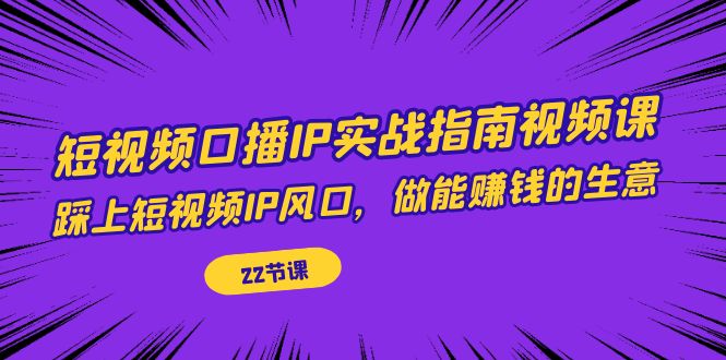 短视频口播IP实战指南视频课，踩上短视频IP风口，做能赚钱的生意