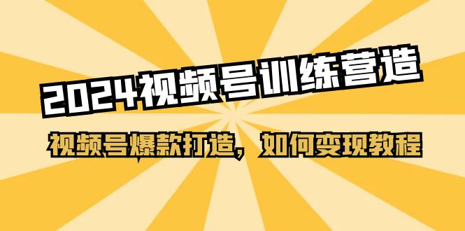 2024视频号训练营，视频号爆款打造，如何变现教程