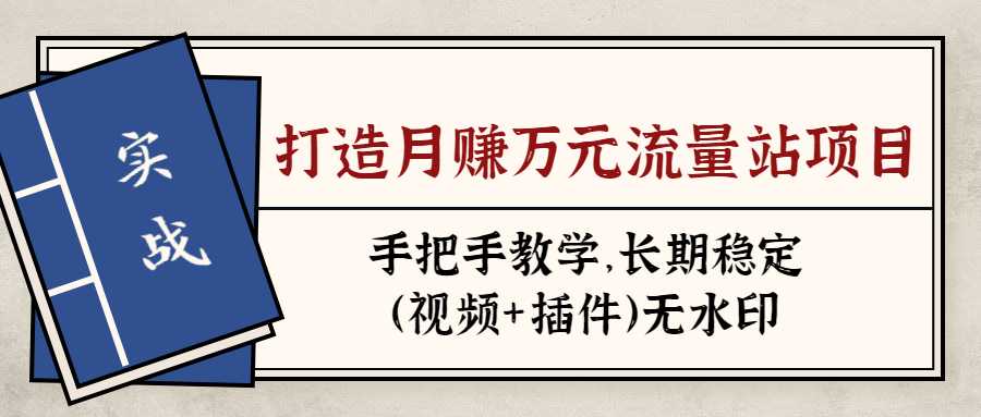 实战打造月赚万元流量站项目：手把手教学，长期稳定无水印