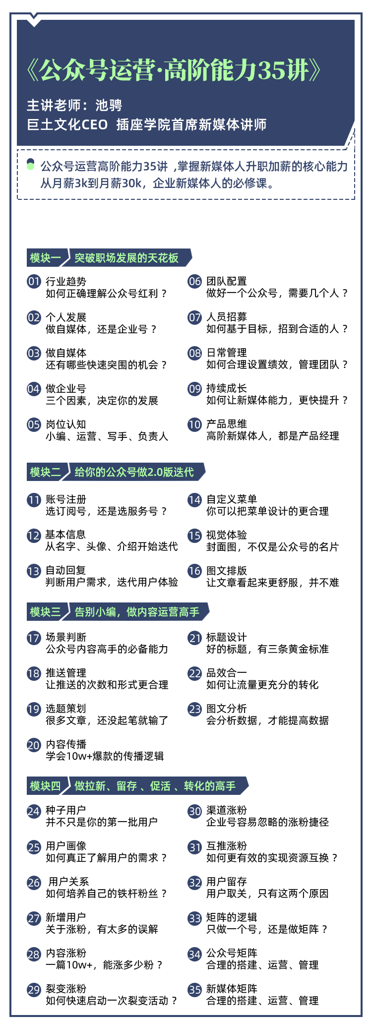 《公众号运营高阶能力35讲》从月薪3k到月薪30k，新媒体人必修课(课程+文档)