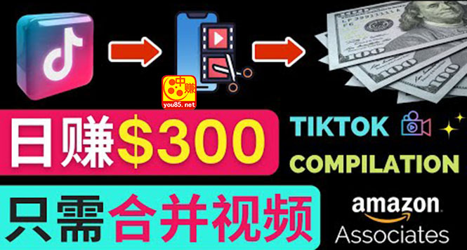 搬运Tiktok短视频到Youtube赚钱，只需下载，合并视频，日赚300美元